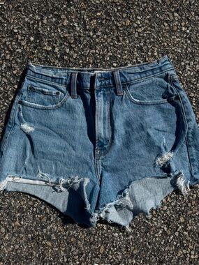 Abercrombie & Fitch Distressed High-Rise Mom Jean Shorts